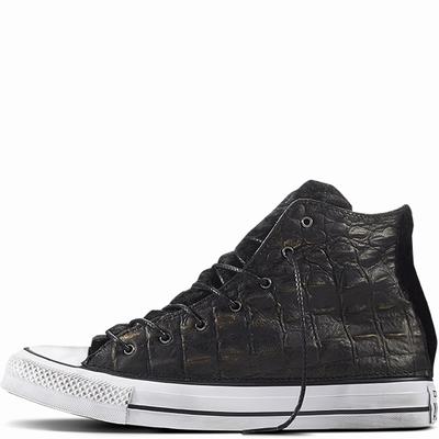 Converse Chuck Taylor All Star Crocco Fur High Tops Womens - Black/White/Black Shoes (368VRIXK)